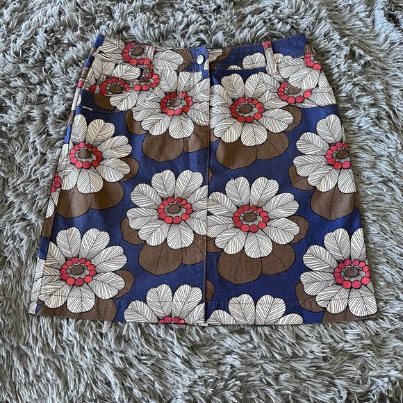 Boden Floral Womens Mini Skirt Size 8R Bohemain Flower Retro Colorful Stretch - Picture 1 of 12